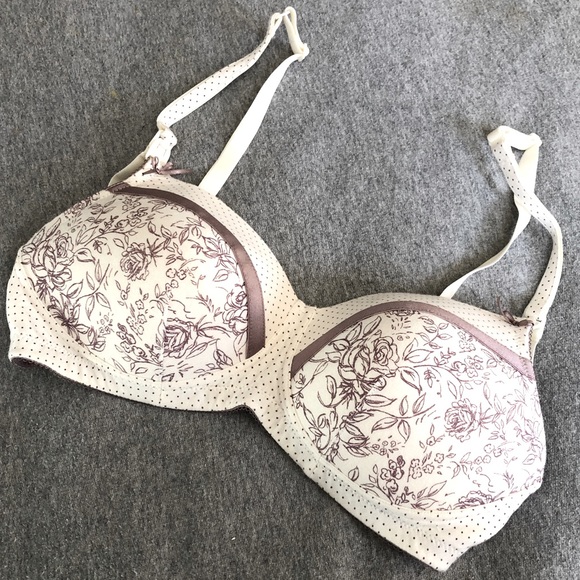 Royce Luna Nursing Bra Cream and Lavender Flower and Polka Dot Nursing Bra - Picture 2 of 10